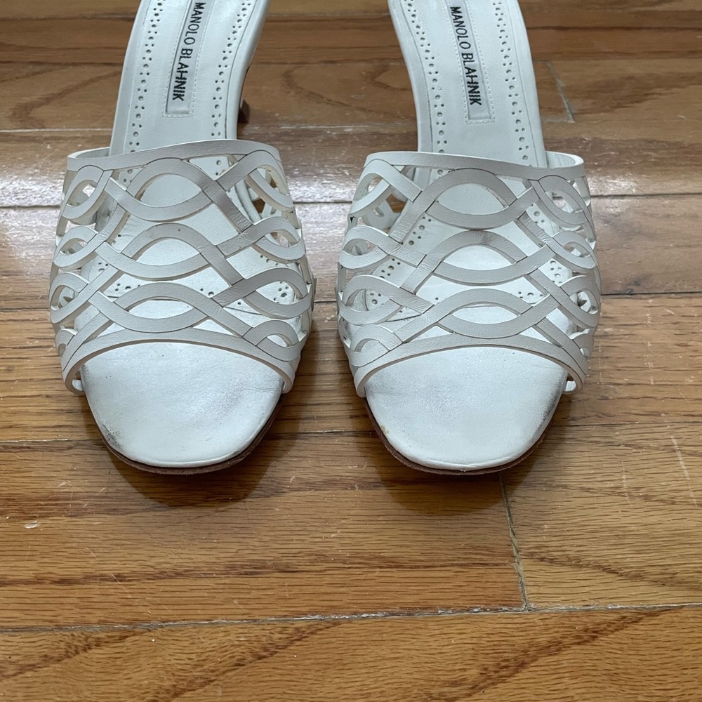 Manolo Blahnik white  Heeled Sandals